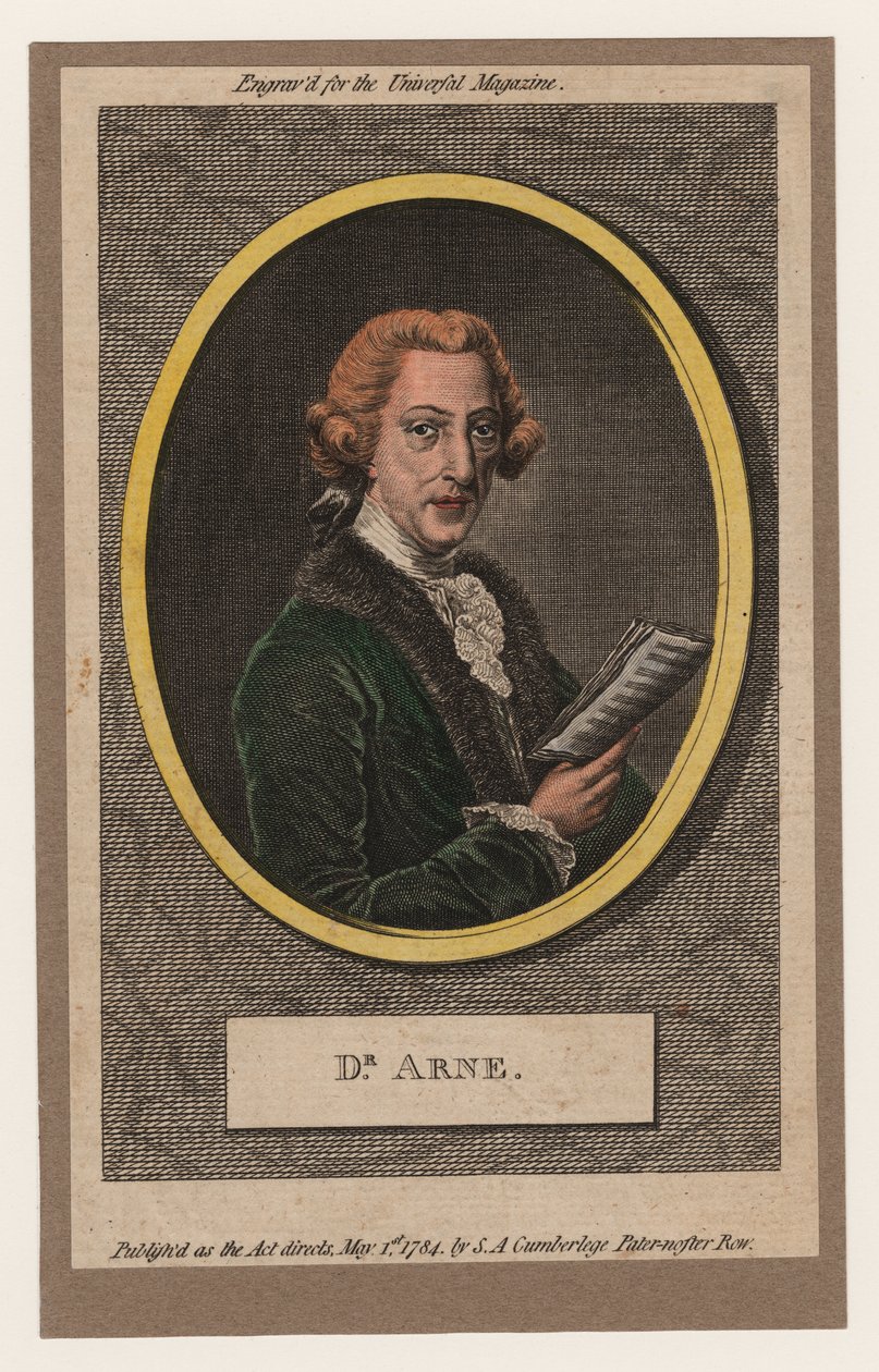 डॉ। आर्ने, 1784 (हाथ से सजी नक्काशी) द्वारा विलियम हम्फ्रे