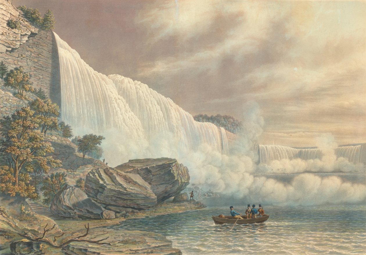 अमेरिकन साइड से नियाग्रा फॉल्स, 1840 में प्रकाशित हुआ। द्वारा विलियम जेम्स बेनेट