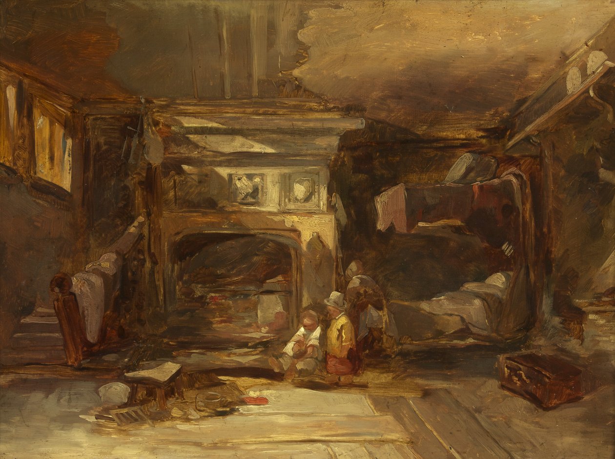 एक वेल्श इंटीरियर, c.1844 (पैनल पर तेल) द्वारा विलियम जेम्स मुलर