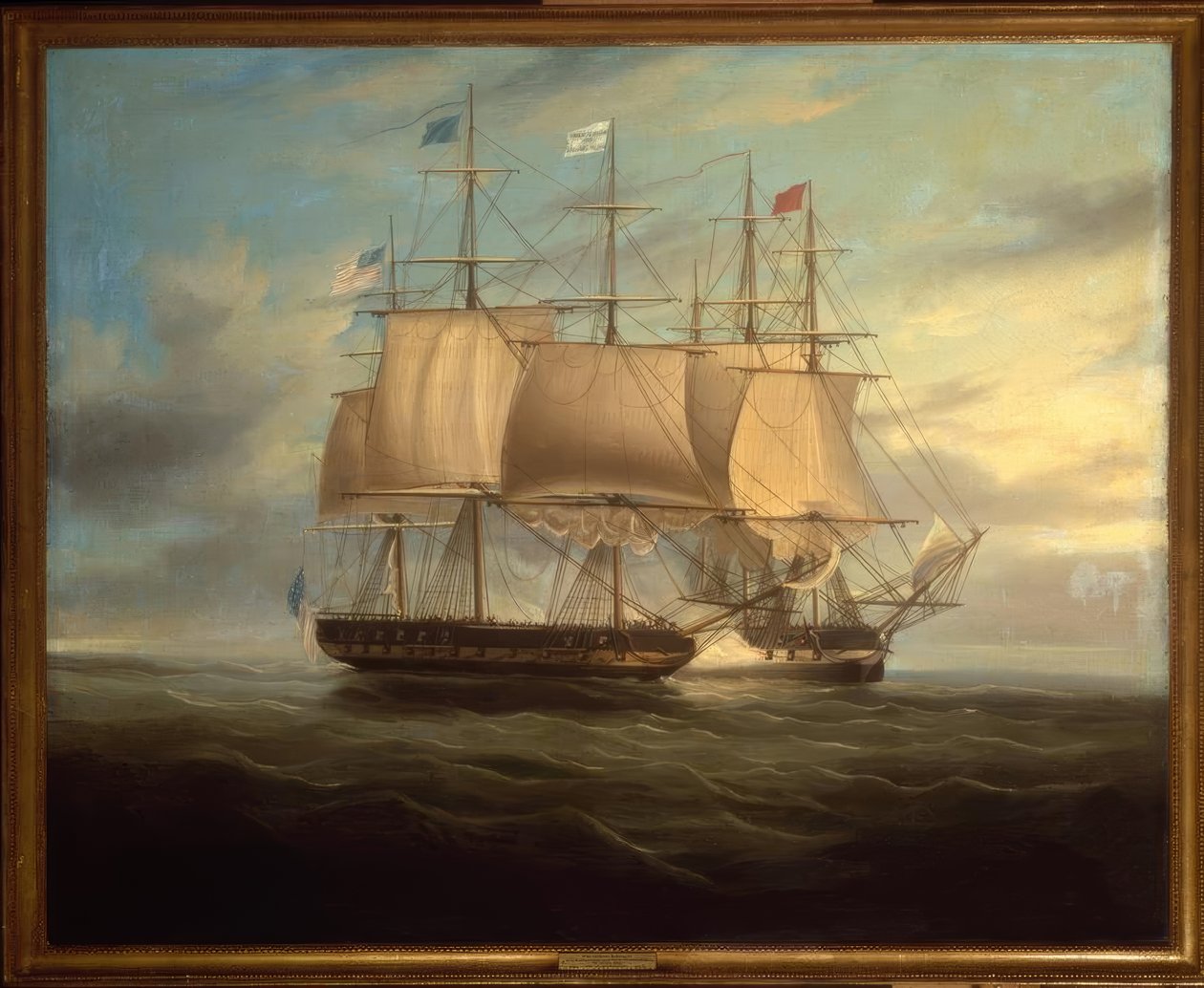 शैनन और चेसापेक को लगभग युद्ध में, 1813 - जे। वी। WJHuggins द्वारा विलियम जॉन Huggins