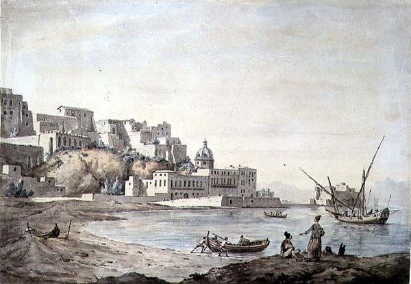 बोर्गो डि चिया, नेपल्स, c.1767 (कागज पर कलम और स्याही और पानी के रंग का) द्वारा विलियम मार्लो