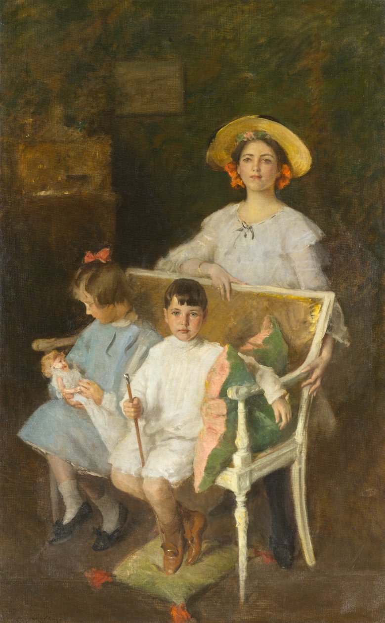 पोर्ट्रेट ग्रुप (डोरोथी, हेलेन और बॉब), c.1904 (कैनवास पर तेल) द्वारा विलियम मेरिट चेज़
