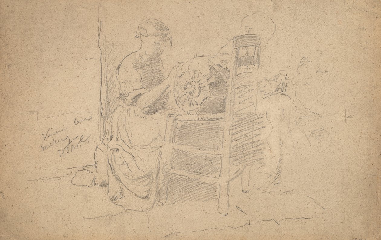 विनीशियन लेस मेकिंग, 1877-8 (ग्रेफाइट ऑन पेपर) द्वारा विलियम मेरिट चेज़