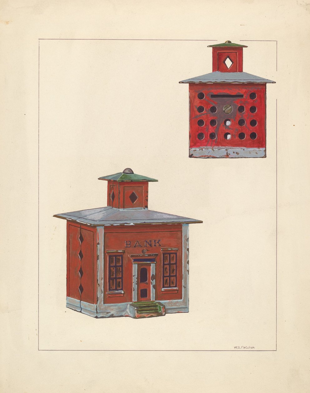 रेड स्कूल हाउस बैंक, सी. 1937. द्वारा विलियम ओ. फ्लेचर