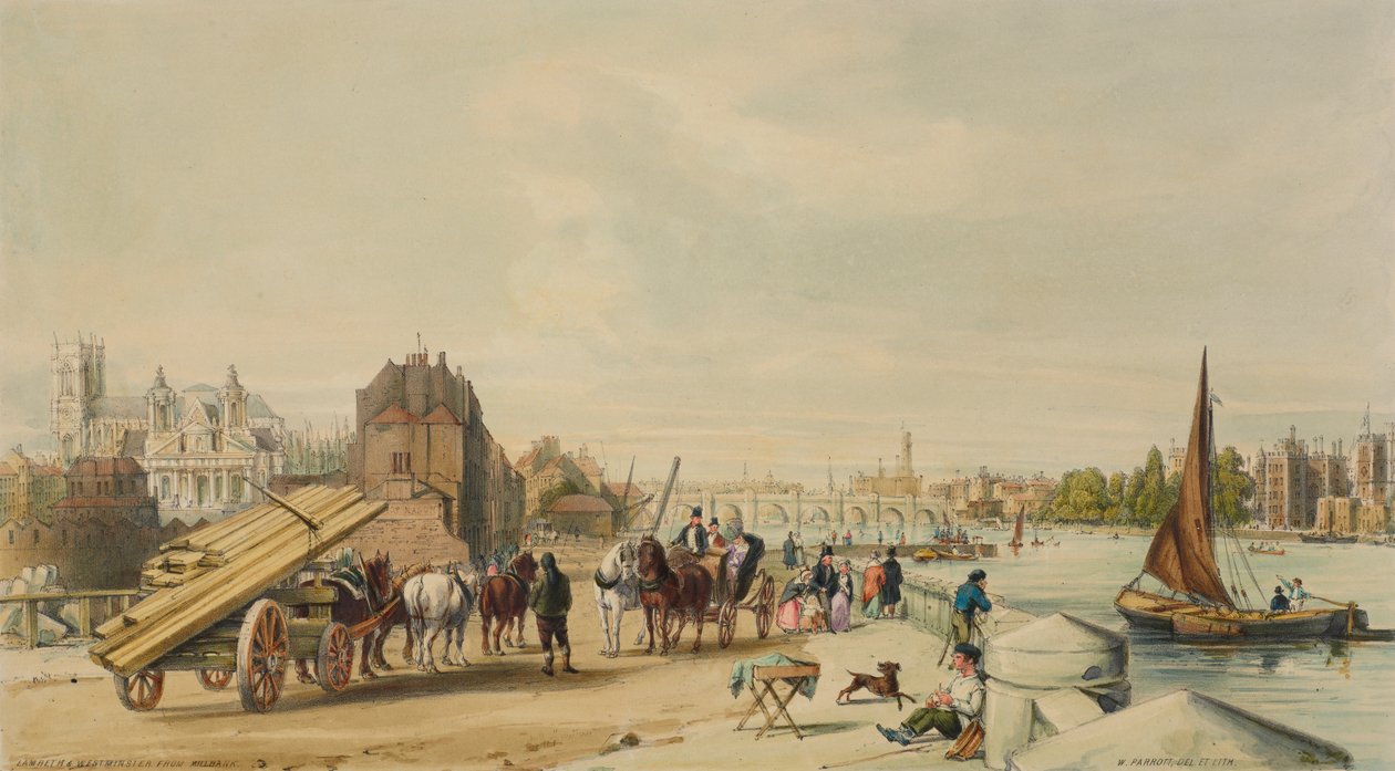 मिलबैंक, वेस्टमिंस्टर, लंदन, 1840। द्वारा विलियम पैरट