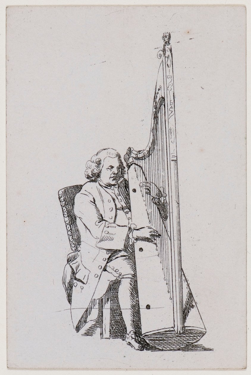 जॉन पैरी वीणा बजाते हुए, c1760-1780। द्वारा विलियम पैरी