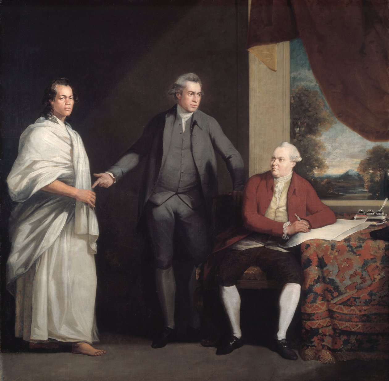 ओमई, जोसेफ बैंक्स और डॉ. डेनियल सोलेंडर, c1775-6। द्वारा विलियम पैरी