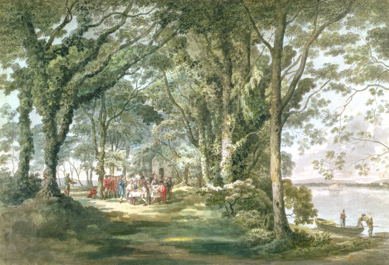 एक ओपन एयर भोजन में आंकड़े के साथ लैंडस्केप, 1760-1782 द्वारा विलियम पारस