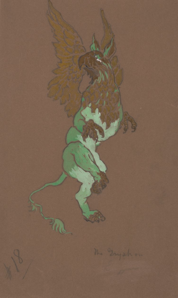 एलिस-इन-वंडरलैंड, 1915 के लिए ग्रिफ़ॉन पोशाक डिजाइन। द्वारा विलियम पेनहॉलो हेंडरसन