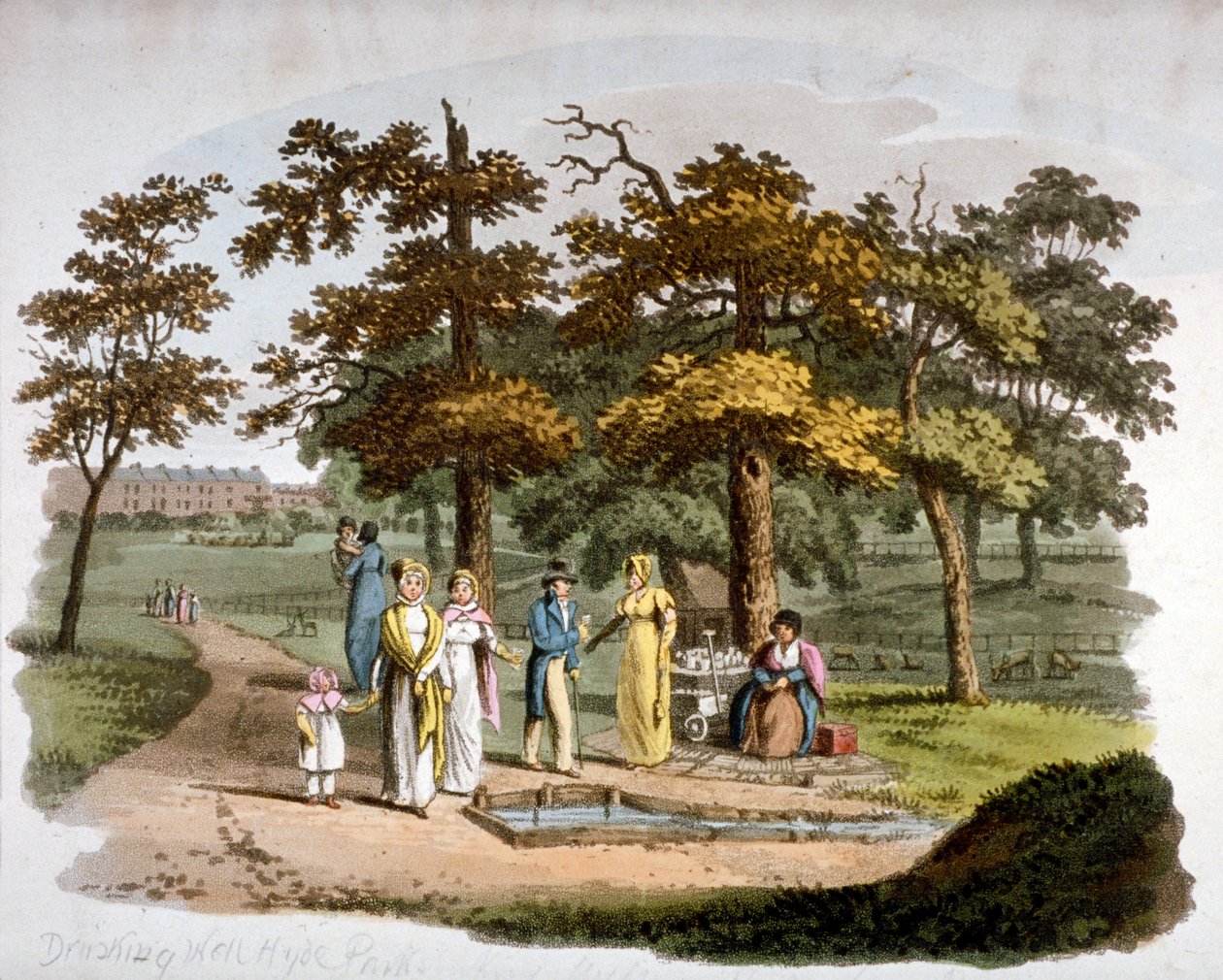 पीने के कुएं का दृश्य, हाइड पार्क, वेस्टमिंस्टर, लंदन, 1812 द्वारा विलियम पिकेट