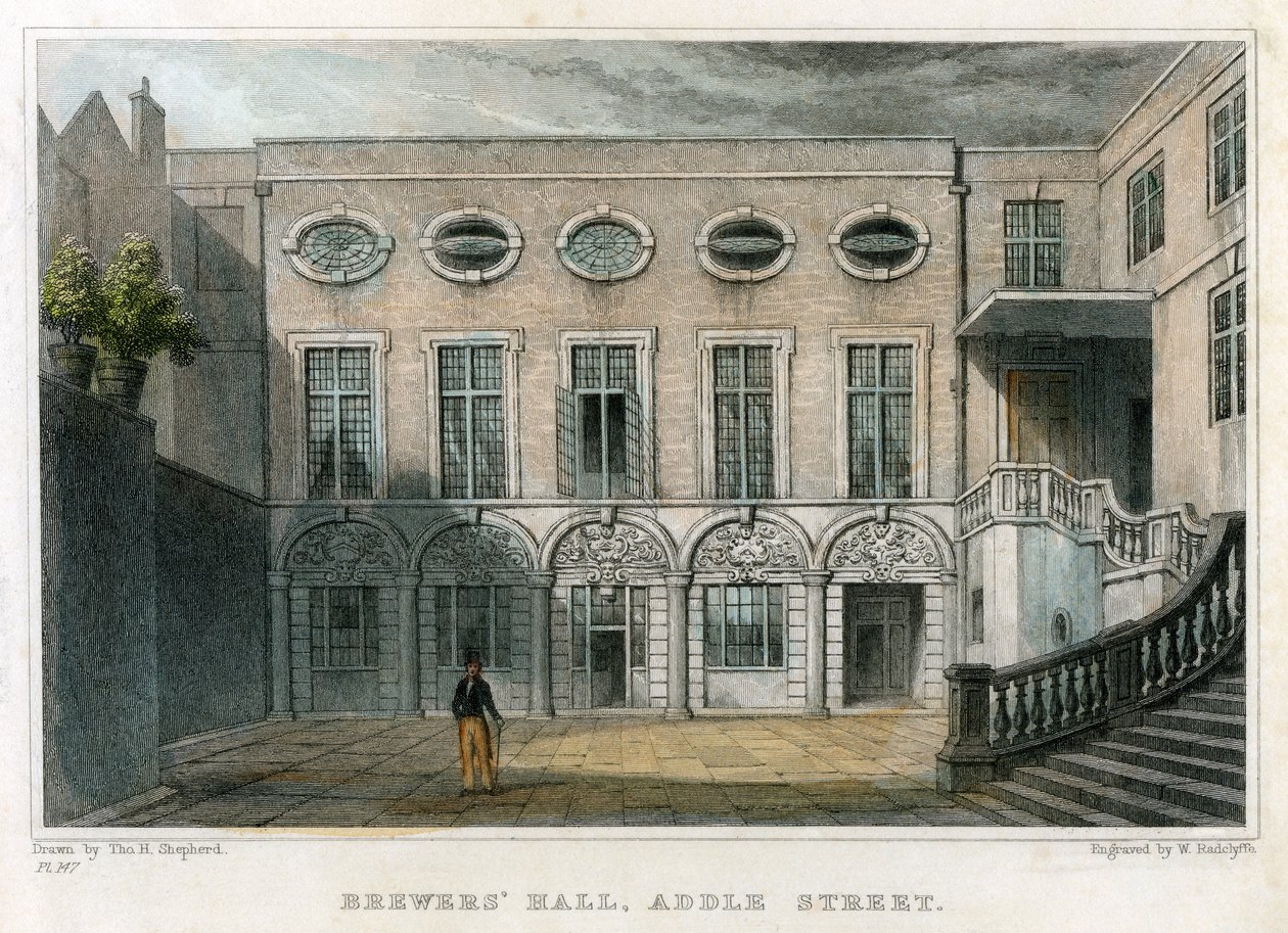 ब्रियर्स हॉल, एडले स्ट्रीट, लंदन शहर, 1831। द्वारा विलियम रेडक्लिफ़