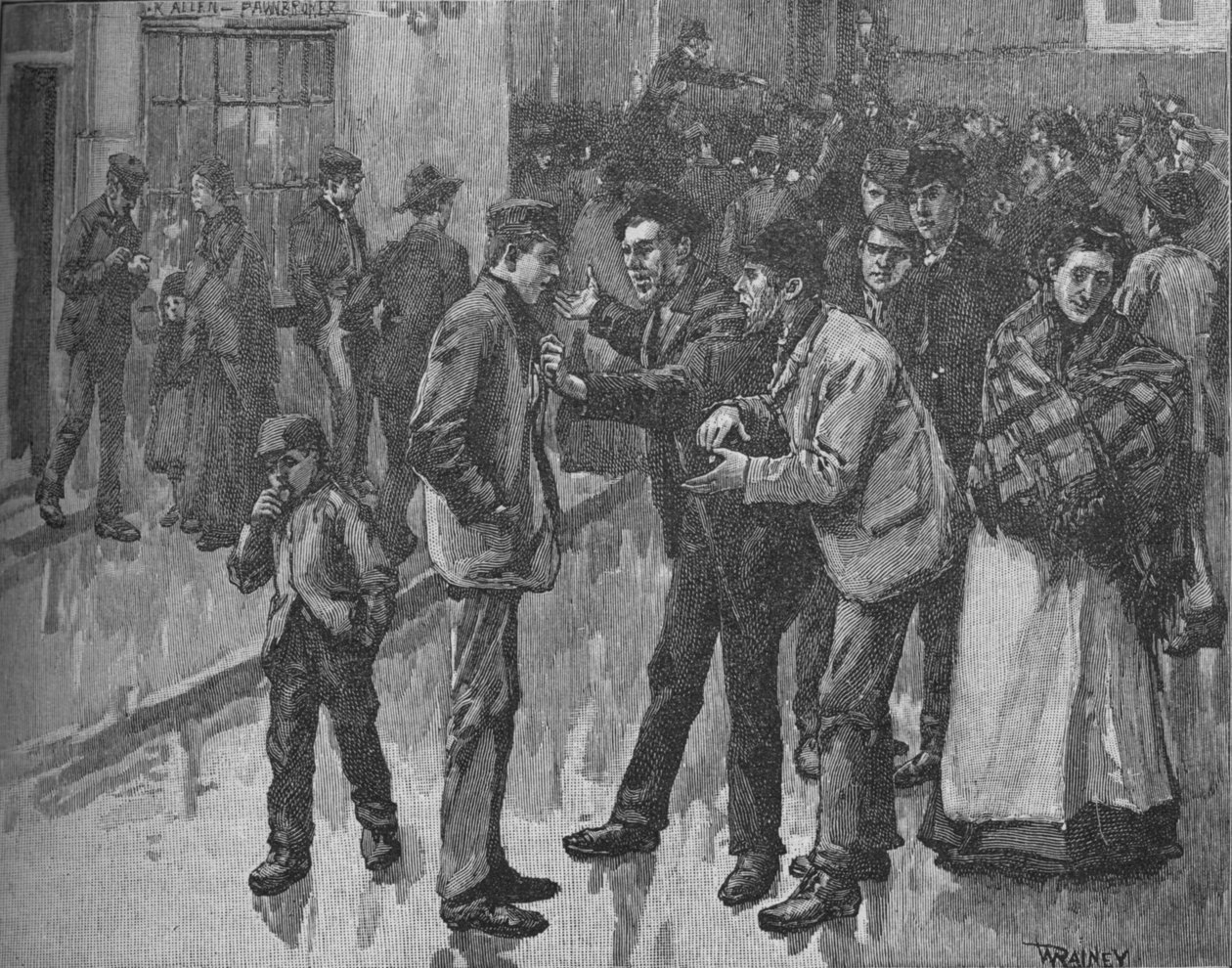 प्रेस्टन स्ट्राइक के दौरान दृश्य, c1890 द्वारा विलियम राइनी