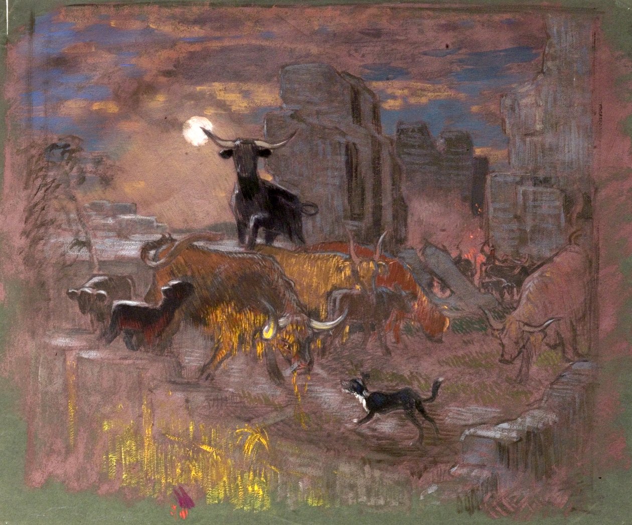 हाइलैंड रेडर्स के लिए अध्ययन। c.1918 (कागज पर तेल) द्वारा विलियम शेकलटन