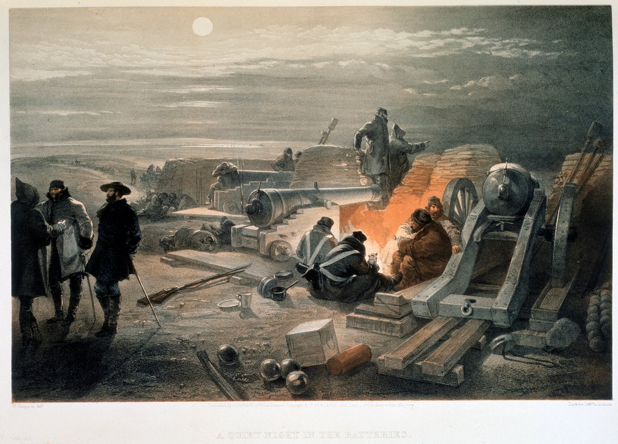 बैटरी में एक शांत रात, 1855। द्वारा विलियम सिम्पसन