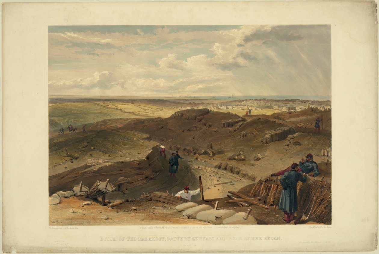 मालाकॉफ़ रिडब्यूट, बैटरी ग्रीवाइस और रेडन का रियर, 1855 द्वारा विलियम क्रीमिया सिम्पसन