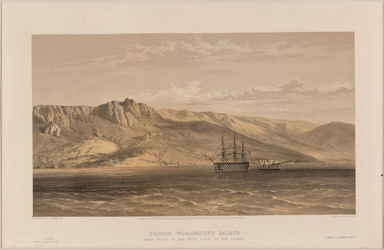 1855 में वोरोत्सोव पैलेस का दृश्य द्वारा विलियम क्रीमिया सिम्पसन