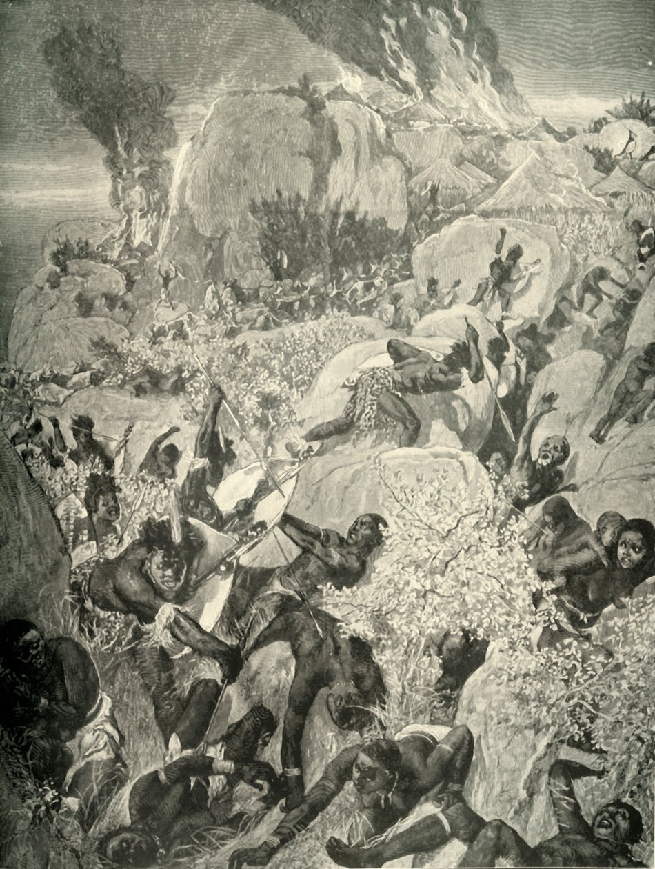 मशोनलैंड में एक माटाबेले छापे, 1900। द्वारा विलियम स्मॉल