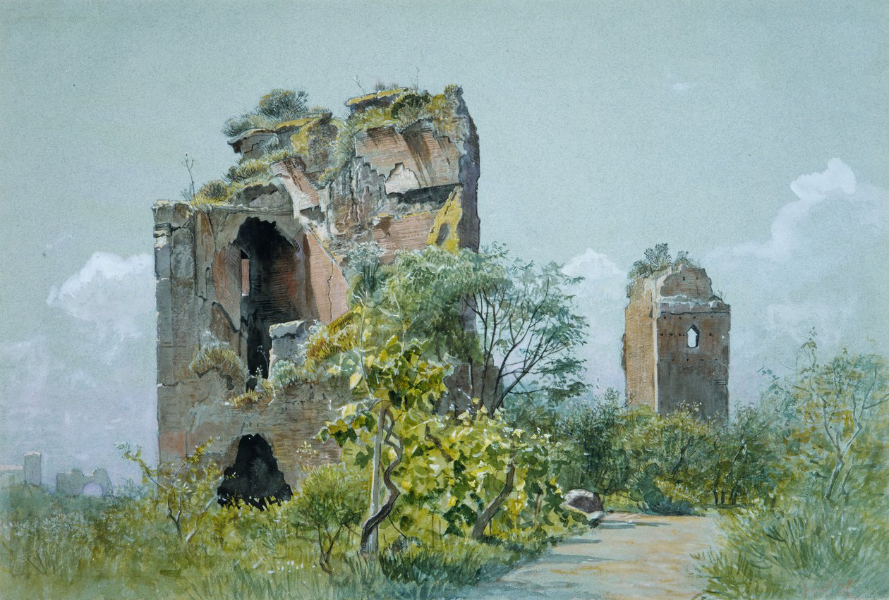 ट्रोजन सेट्टे सेल के स्नान, विला ब्रांकेसियो, रोम, सीए। 1882। द्वारा विलियम स्टेनली हैसेल्टाइन