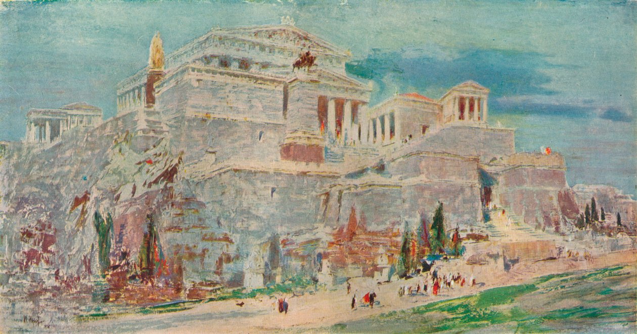 रोमन बहाली के बाद एक्रोपोलिस, एथेंस, c1923। द्वारा विलियम वालकोट