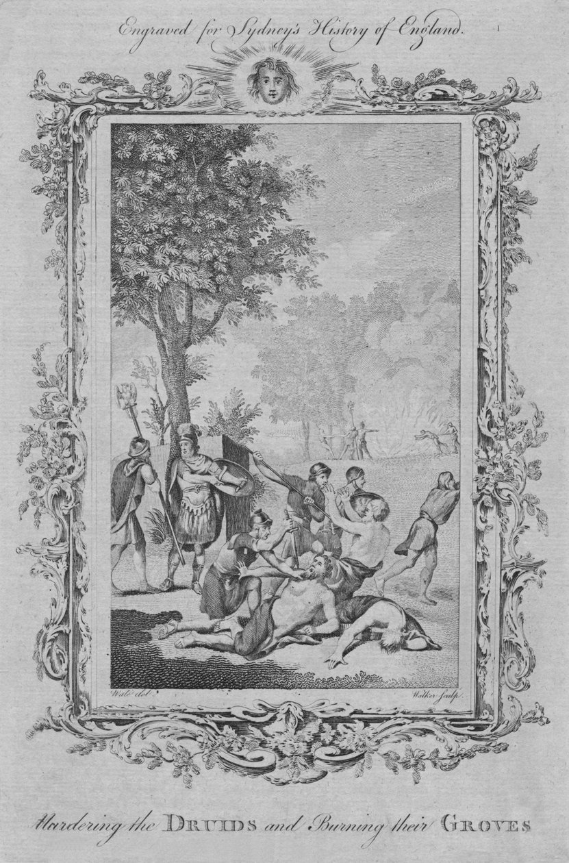 मर्डरिंग द ड्रूयड्स एंड बर्निंग इन ग्रूव्स, 1773। द्वारा विलियम वॉकर