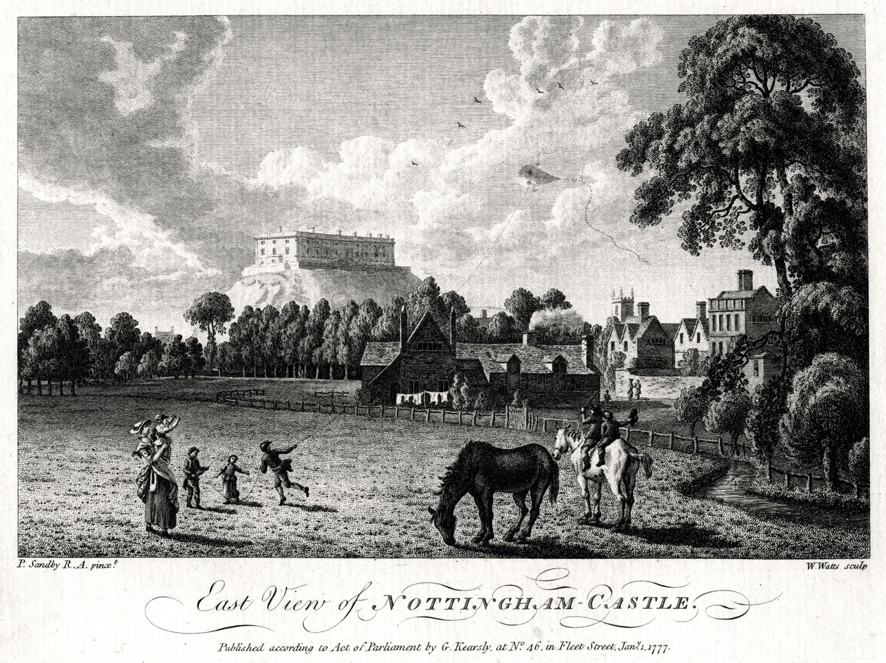 नॉटिंघम कैसल, नॉटिंघमशायर, 1777 का पूर्वी दृश्य द्वारा विलियम वत्स