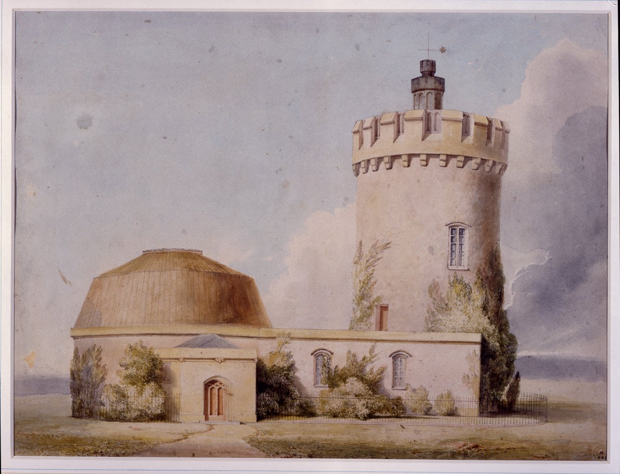 वेधशाला और प्रस्तावित परिवर्धन, c.1830 (कार्ड पर जल रंग) द्वारा विलियम वेस्ट