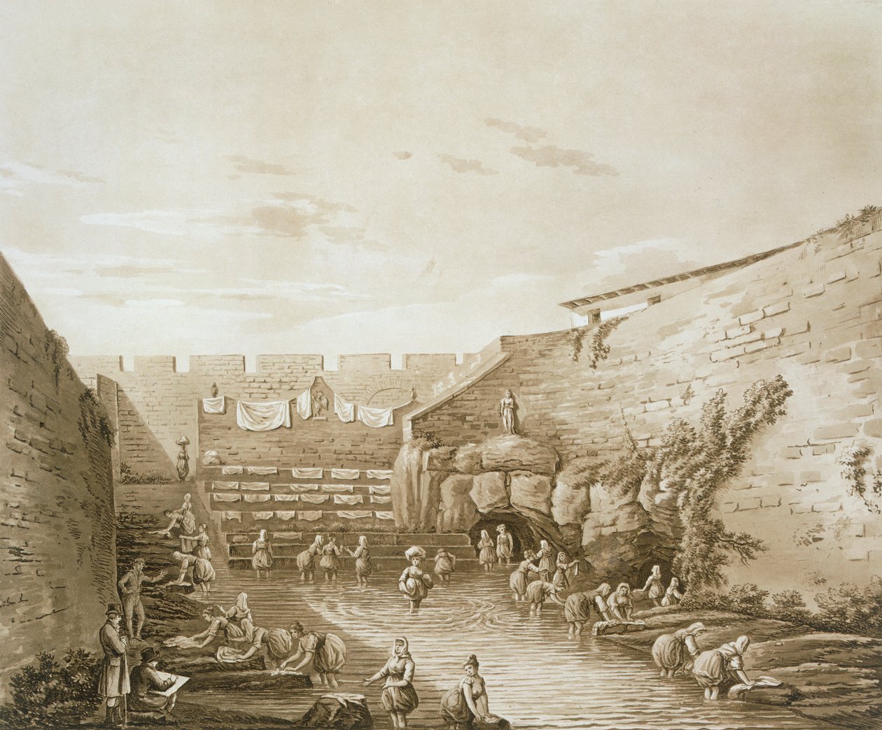 फाउंटेन ऑफ अरेथुसा, पब में धोबी। 1807. द्वारा विलियम विल्किंस