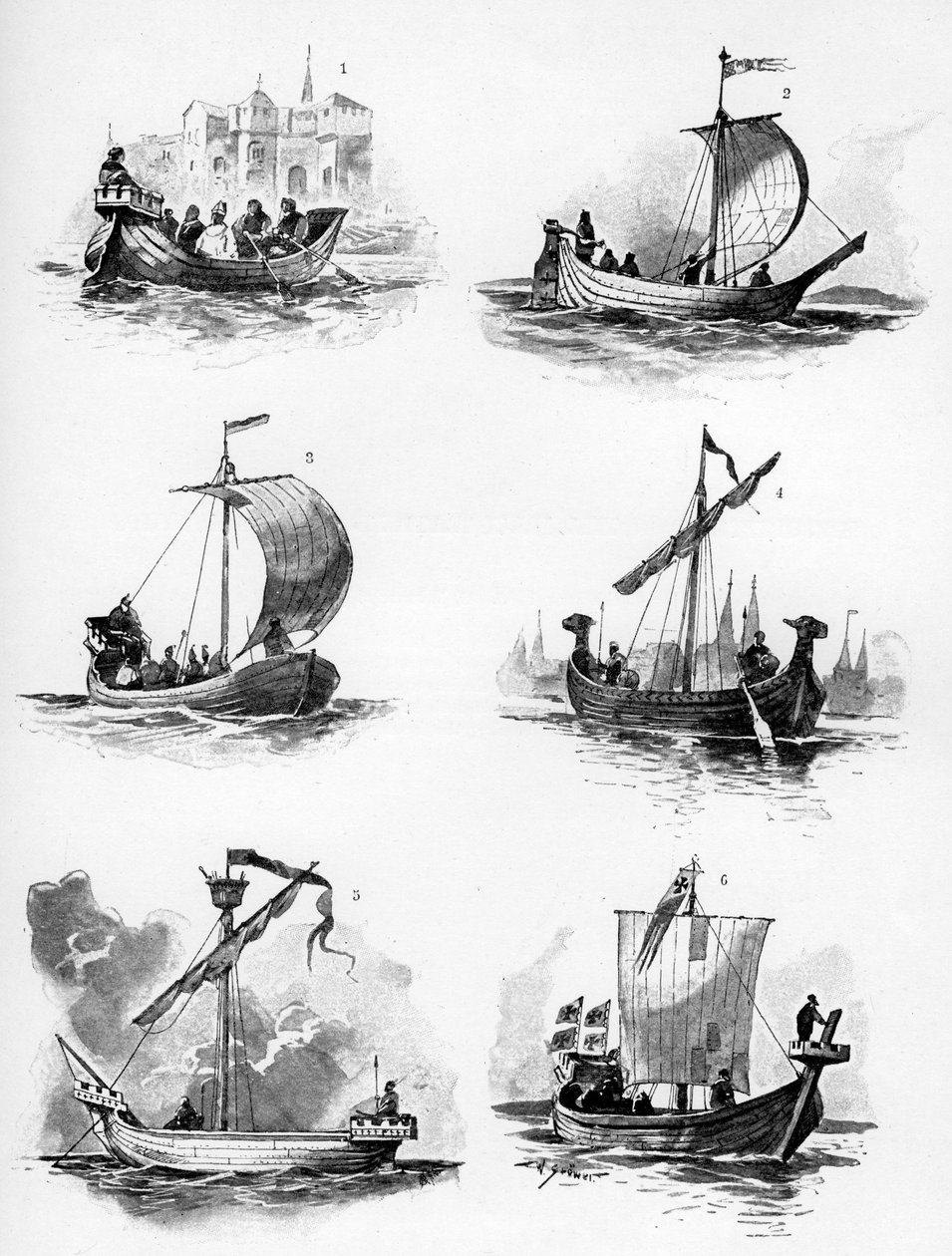 14 वीं और 15 वीं शताब्दी, 1903 की हैनसिक लीग के जहाज। द्वारा विली स्टोवर