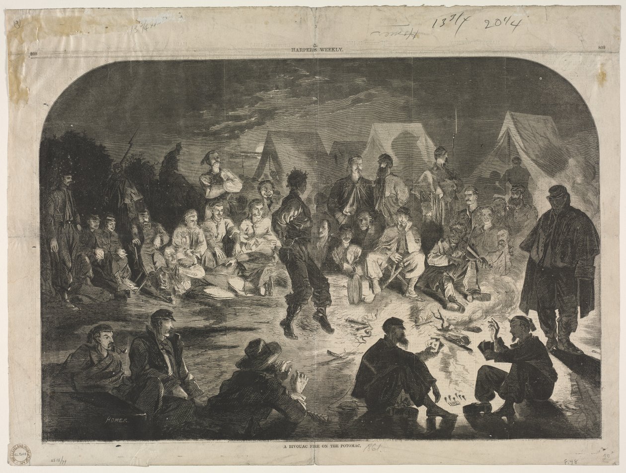 पोटोमैक, 1861 में एक बीवैक ललित। द्वारा विंसलो होमर