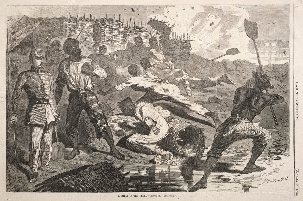 विद्रोही खाइयों में एक शेल, 1863। द्वारा विंसलो होमर