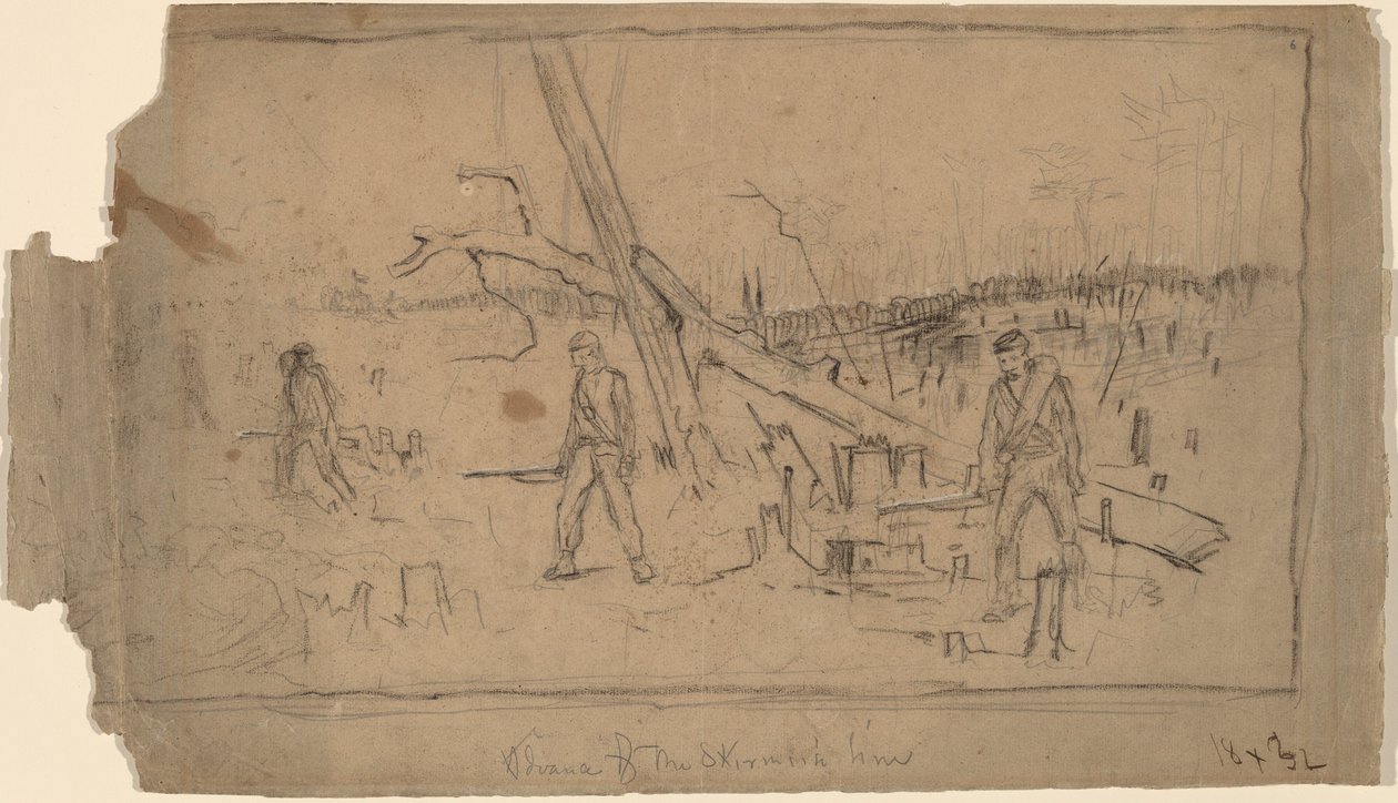 झड़प रेखा का अग्रिम, 1864। द्वारा विंसलो होमर