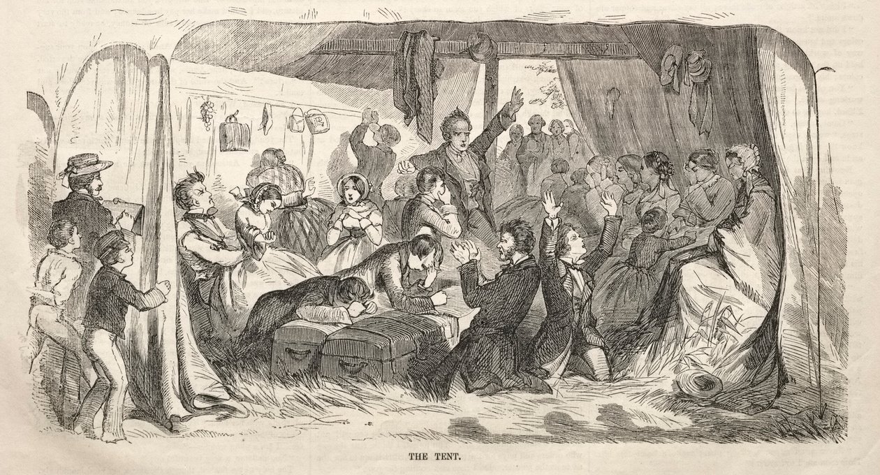 कैंप मीटिंग स्केच: द टेंट, 1858। द्वारा विंसलो होमर