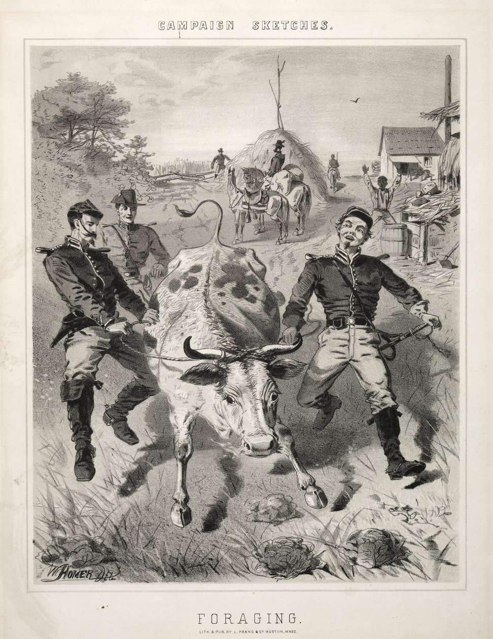 अभियान रेखाचित्र: फोर्जिंग, 1863। द्वारा विंसलो होमर