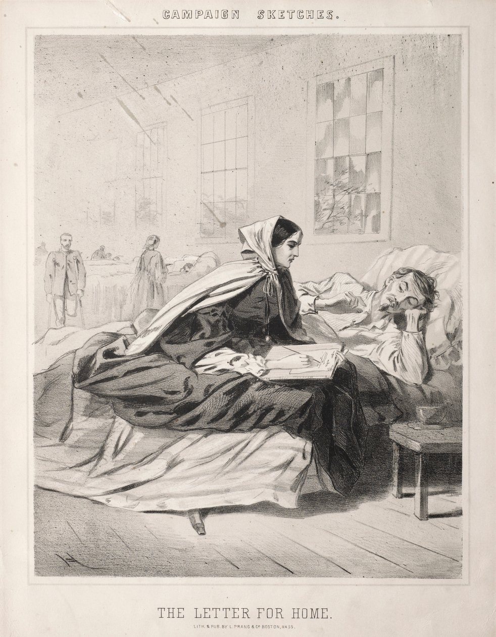अभियान रेखाचित्र: द लेटर फॉर होम, 1863। द्वारा विंसलो होमर