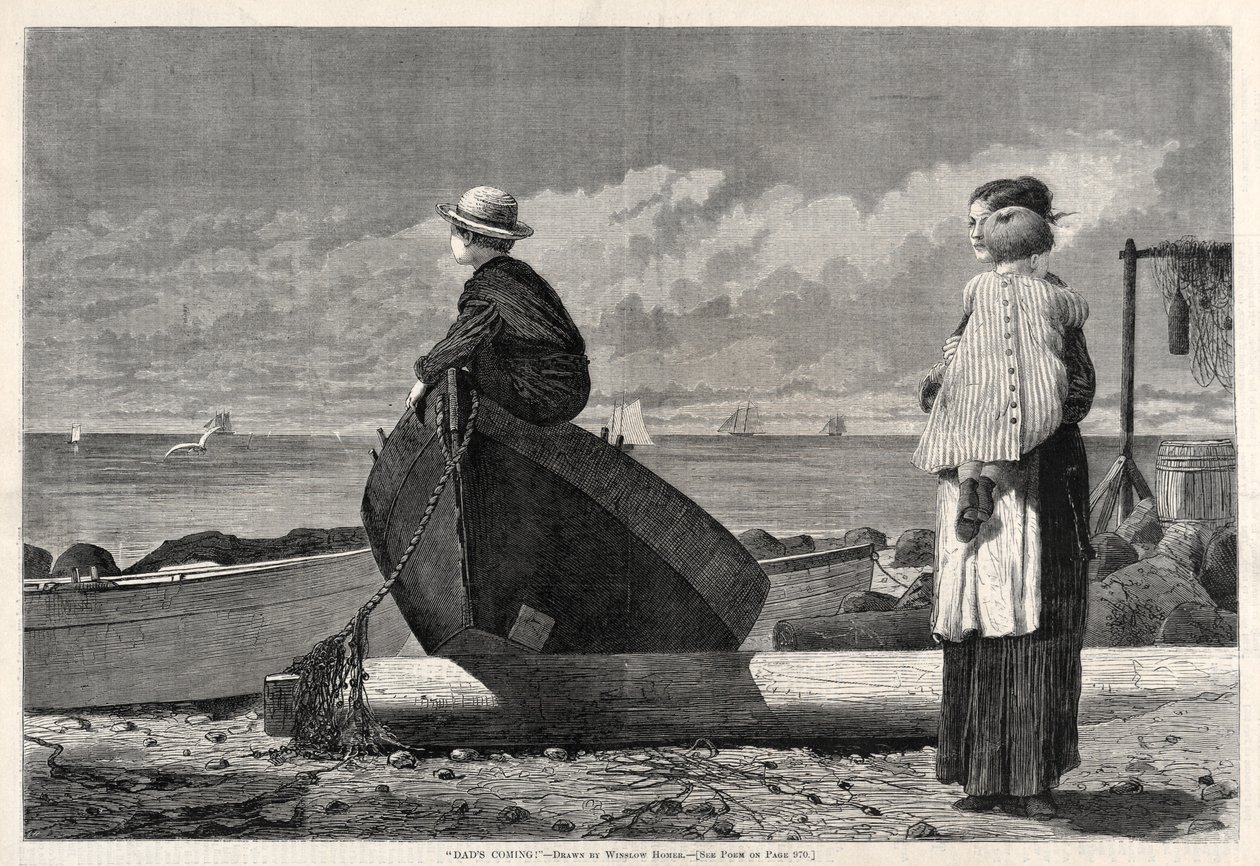 डैड्स कमिंग !, 1873। द्वारा विंसलो होमर