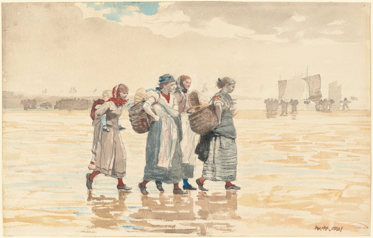 समुद्र तट पर चार मछुआरे, 1881। द्वारा विंसलो होमर