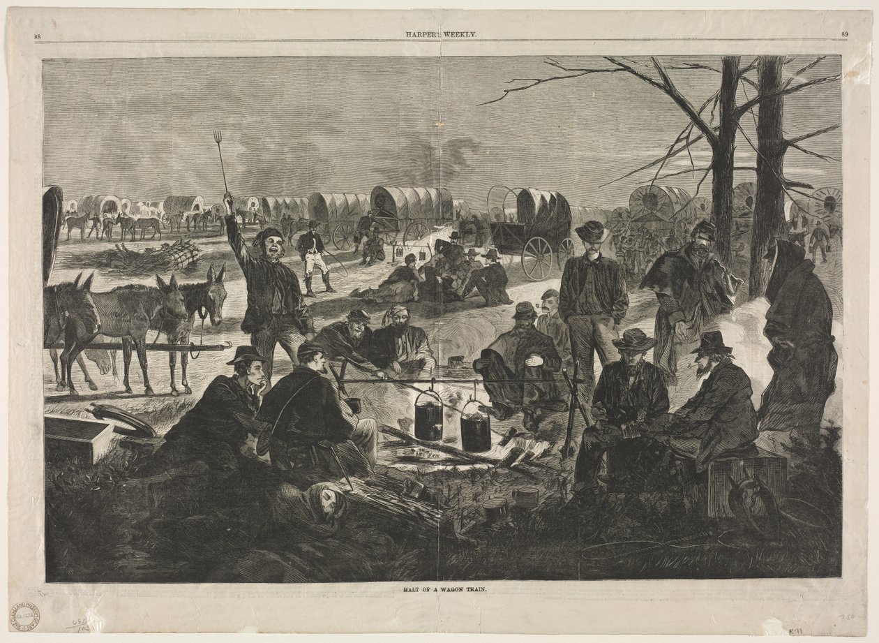 हॉल्ट ऑफ़ द वैगन ट्रेन, 1864। द्वारा विंसलो होमर