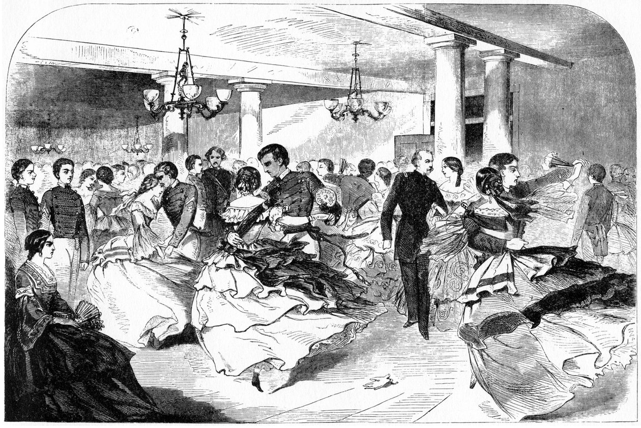 मिलिटरी एकेडमी, द हॉप, कोजेंस होटल, 1859। द्वारा विंसलो होमर