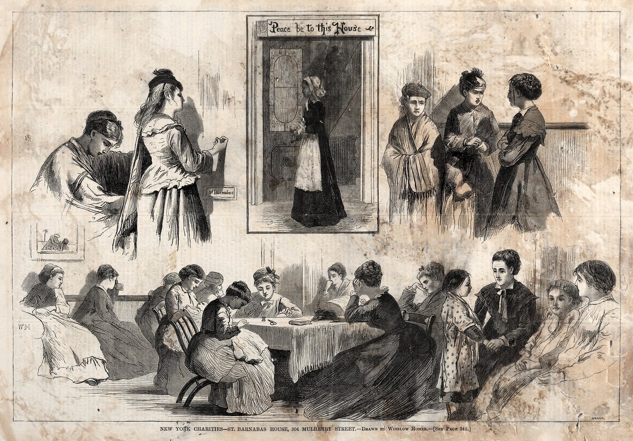 न्यूयॉर्क चैरिटीज़ - सेंट बरनबास हाउस, 304 शहतूत स्ट्रीट, 1874। द्वारा विंसलो होमर