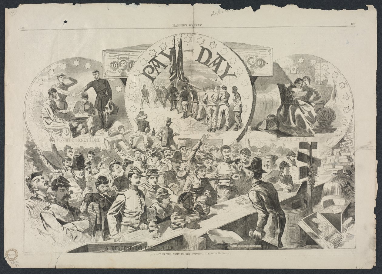 पॉटोमैक की सेना में पे डे, 1863। द्वारा विंसलो होमर