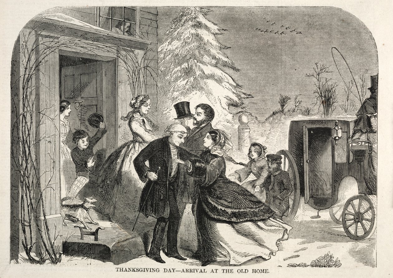 धन्यवाद दिवस - पुराने घर, 1858 में आगमन। द्वारा विंसलो होमर