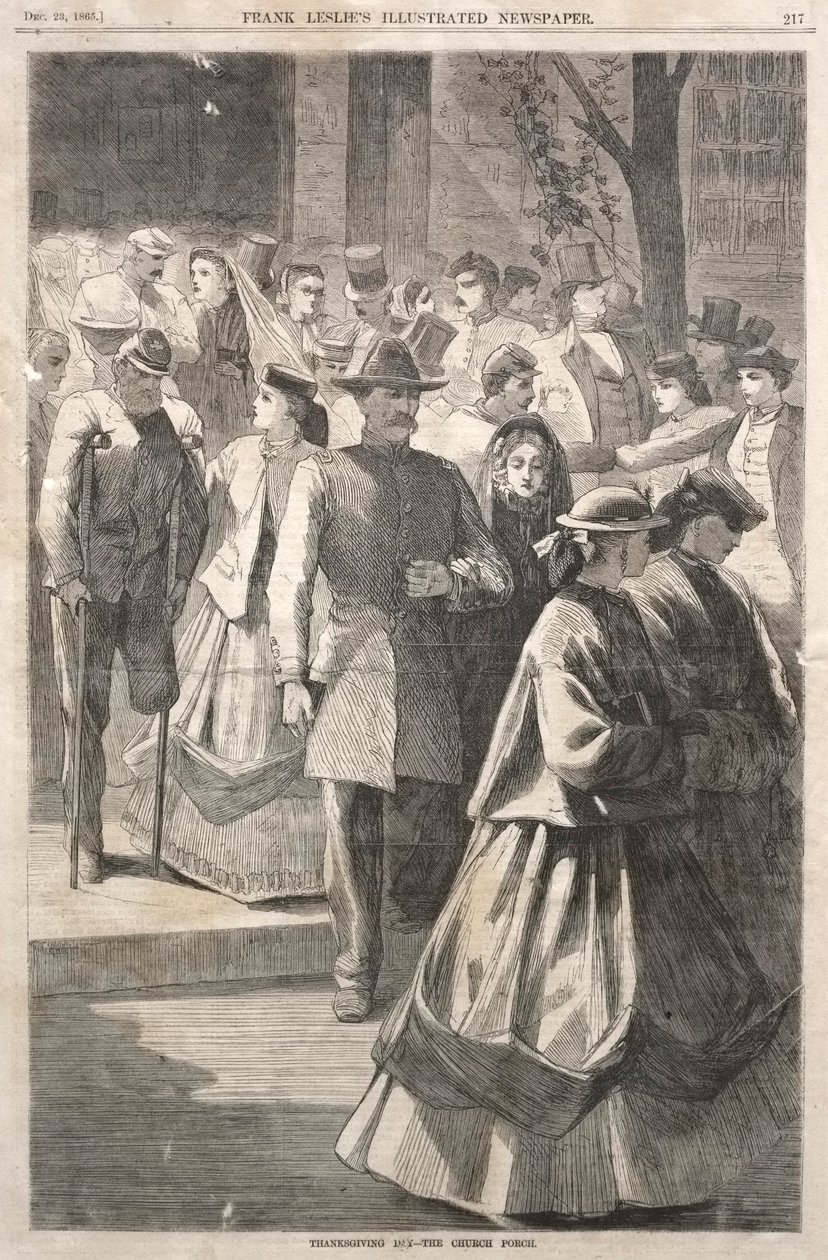 थैंक्सगिविंग डे - द चर्च पोर्च, 1865। द्वारा विंसलो होमर