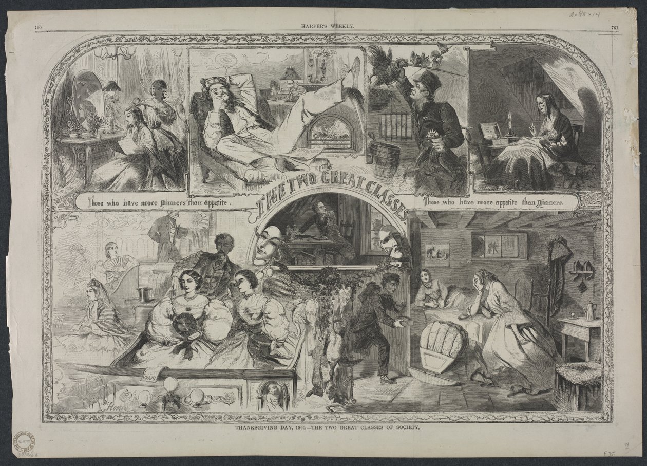 थैंक्सगिविंग डे, 1860 - सोसाइटी के दो महान वर्ग, 1860। द्वारा विंसलो होमर