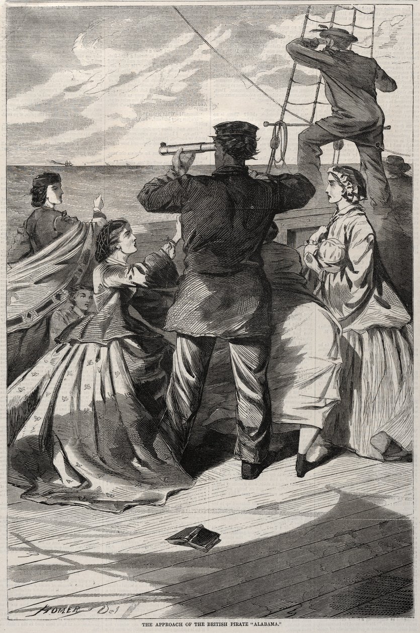 द एप्रोच ऑफ़ द ब्रिटिश पाइरेट अलबामा, 1863। द्वारा विंसलो होमर