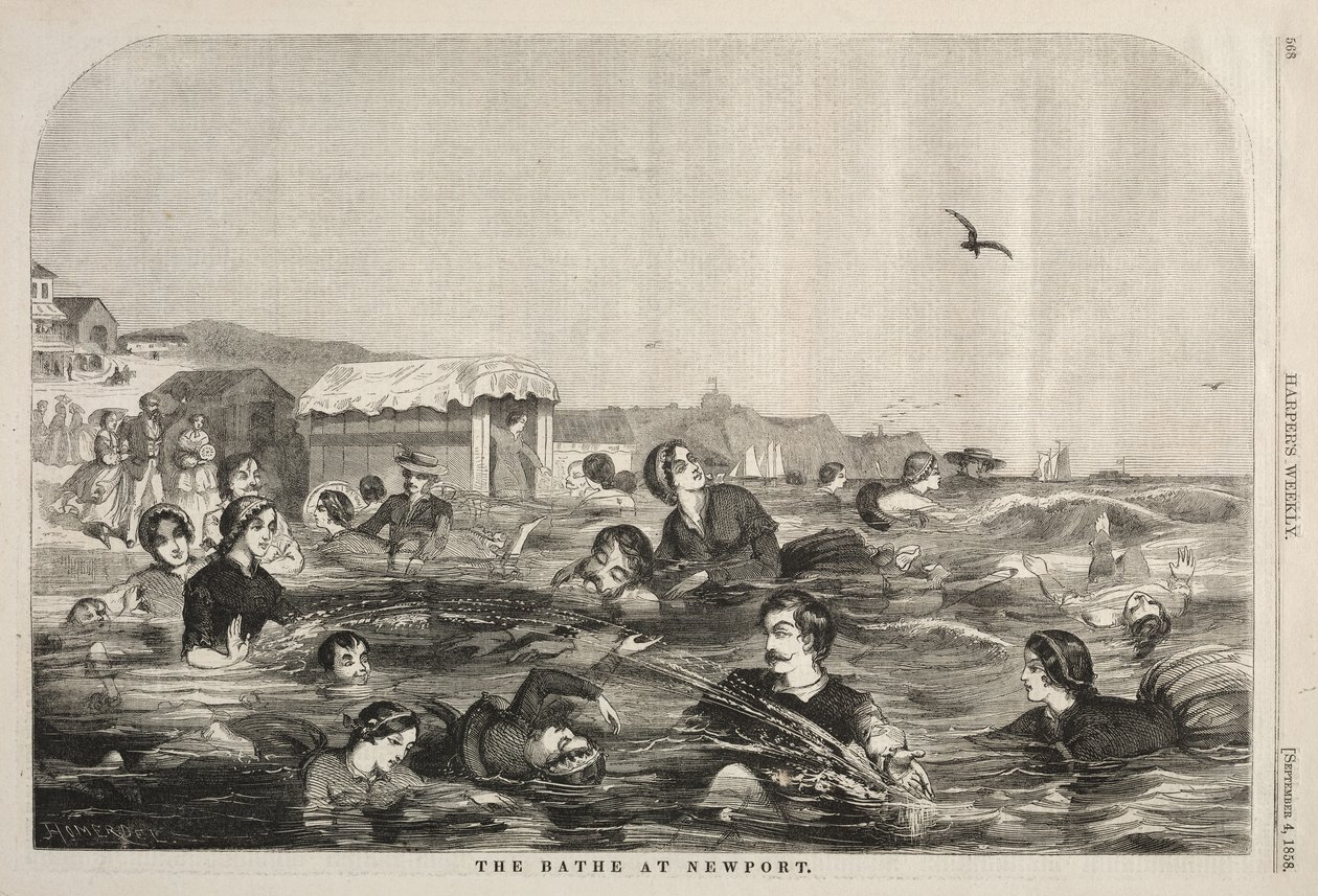 द बाथ्स एट न्यूपोर्ट, 1858। द्वारा विंसलो होमर