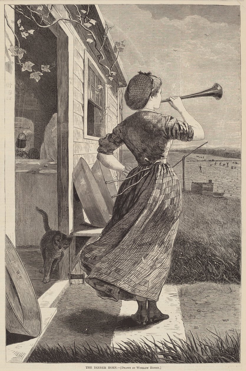 द डिनर हॉर्न, 1870। द्वारा विंसलो होमर