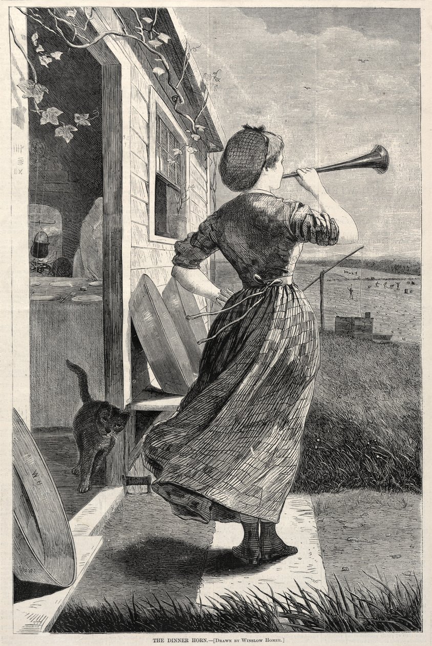 द डिनर हॉर्न, 1870। द्वारा विंसलो होमर