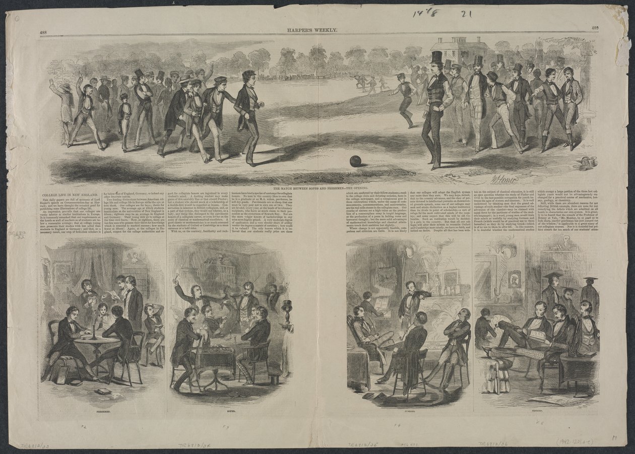 सोफा और फ्रेशमेन के बीच मैच, 1857। द्वारा विंसलो होमर