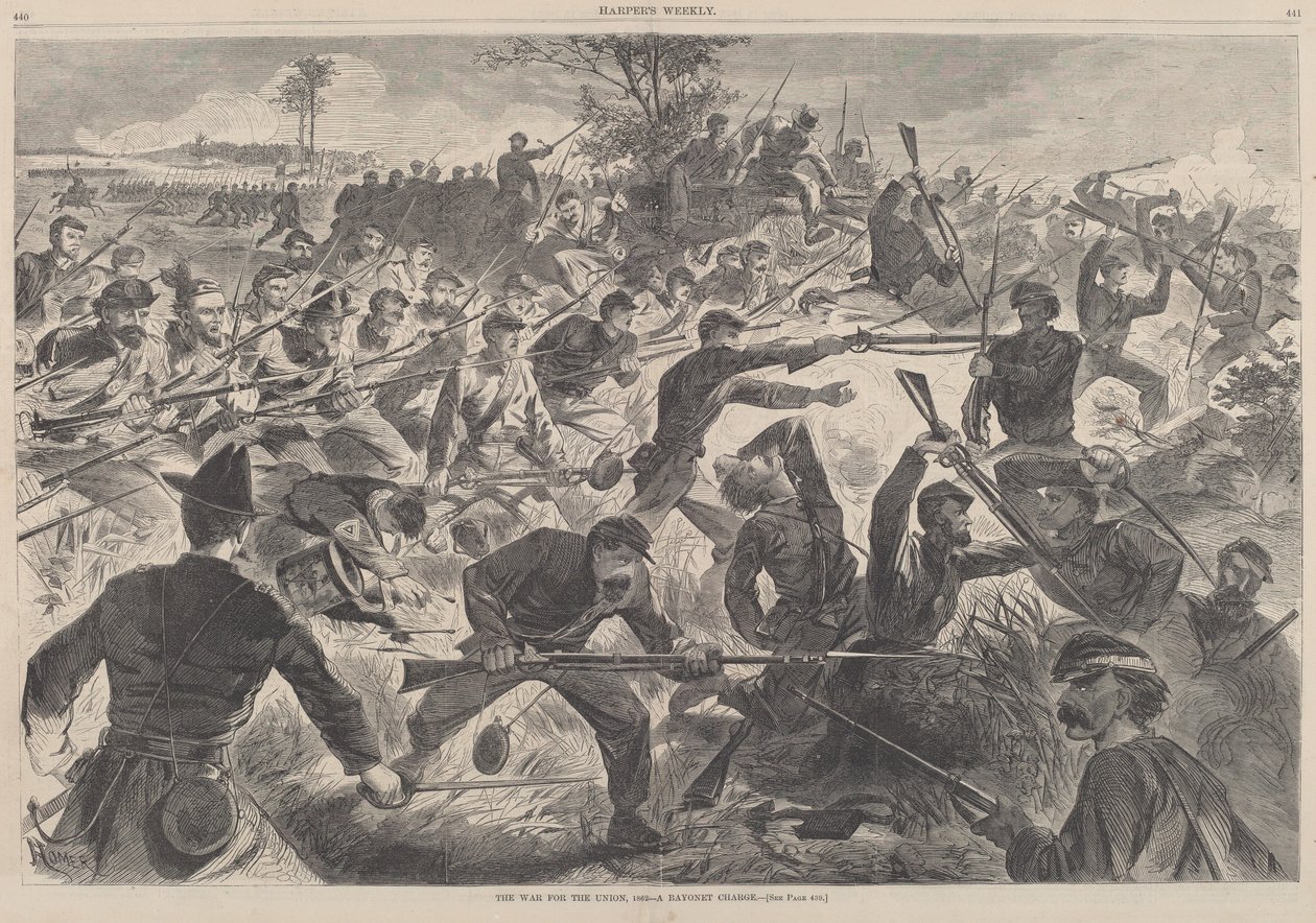 संघ के लिए युद्ध, 1862 - एक संगीन प्रभार, 1862 में प्रकाशित हुआ। द्वारा विंसलो होमर