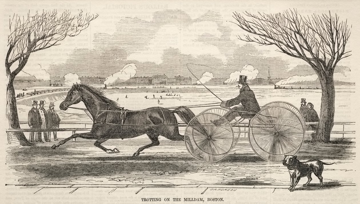 मिल डैम, बोस्टन पर ट्रोटिंग, 1859। द्वारा विंसलो होमर